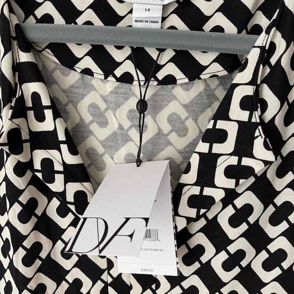 Diane von Furstenberg 100% silk chain link print dress size 14 - Picture 3 of 8